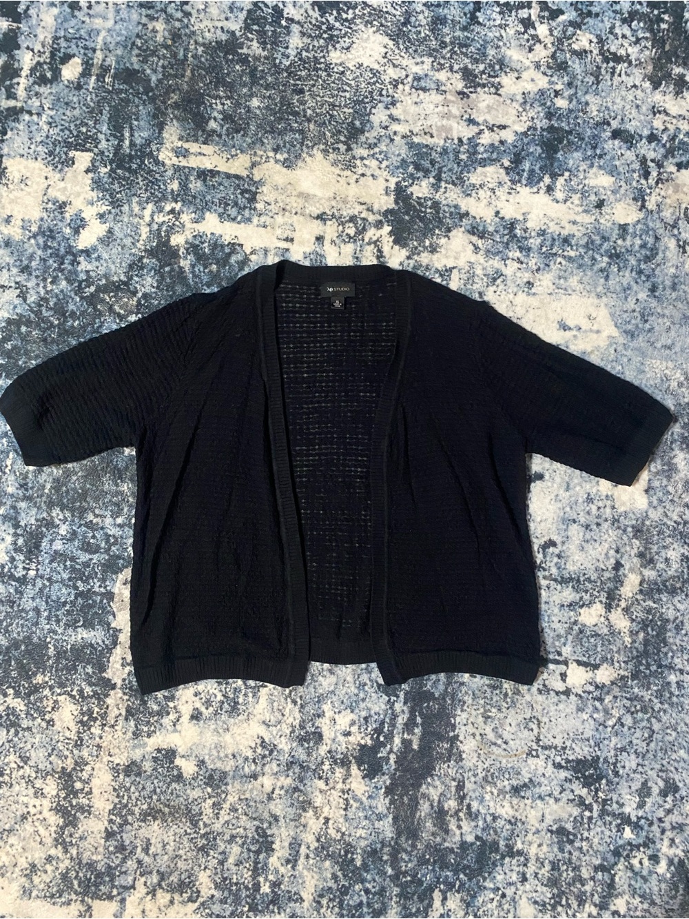 AB Studio Women’s Short Sleeve Open Front Knit Cardigan Sweater XL Layering